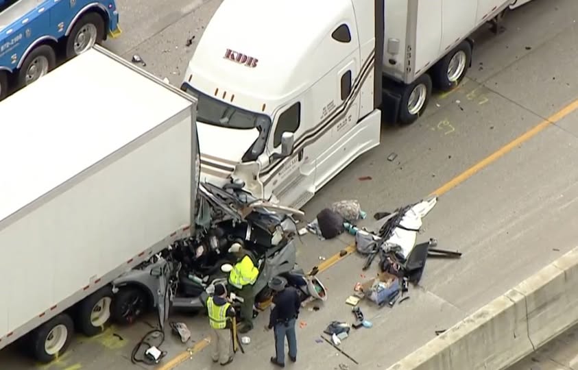 SUV Crushed Between Two Semi-Trucks in Fatal Lake County Crash, One Dead and Two Seriously Injured